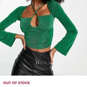 ASOS Green Long Sleeve Crop Top